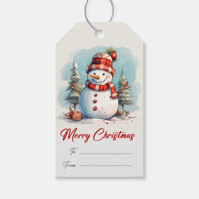 Snögubbe Helgdag Gift-Märkre Presentetikett (Framsidan)