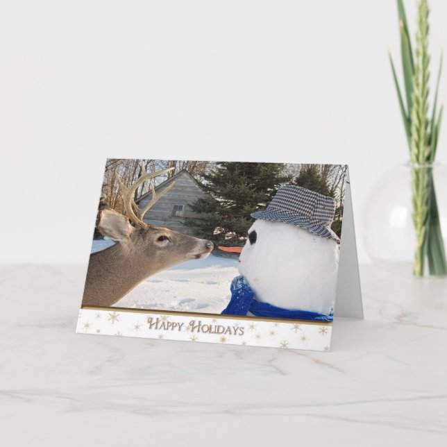Snögubbe Helgdag Humor Helgkort (Framsida)
