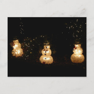 Snögubbe Helgdag Light Visning Helg Vykort