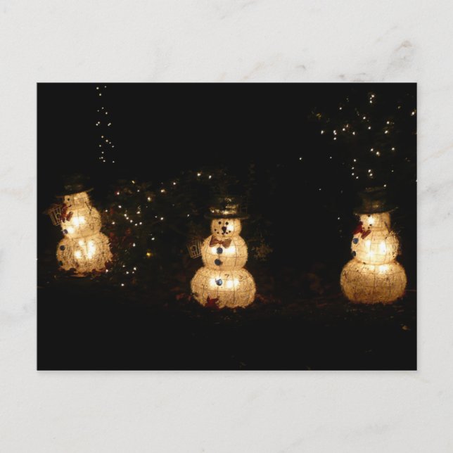 Snögubbe Helgdag Light Visning Helg Vykort (Framsida)