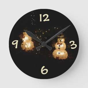 Snögubbe Helgdag Light Visning Rund Klocka