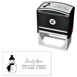 Snögubbe Helgdag Returadress Självfärgande Stämpel