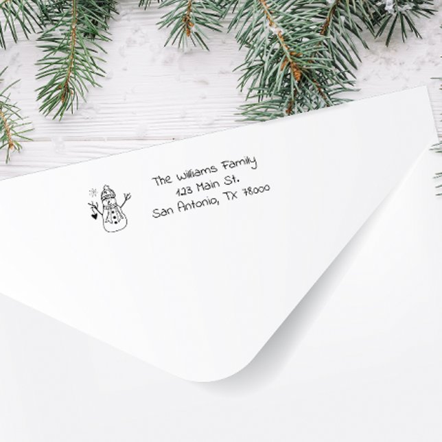 Snögubbe Helgdag Returadress Självfärgande Stämpel (Add some cuteness to your holiday mail with this personalized snowman return address stamp.)