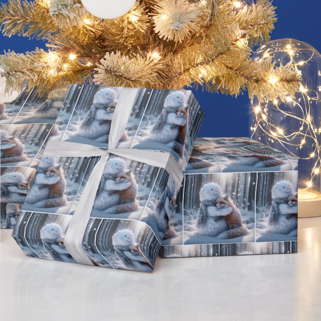 Snögubbe Hugger a Fox Presentpapper (Helgdagar)