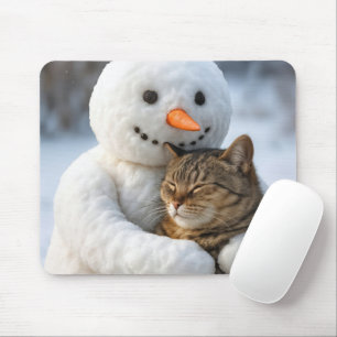 Snögubbe Hugger a Tabby katt Musmatta