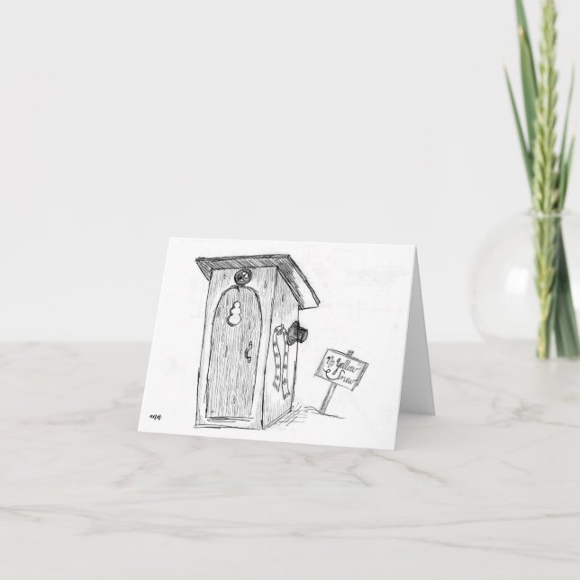 Snögubbe Humor-helgdag-kort ... outhouse christmas Tack Kort (Framsida)