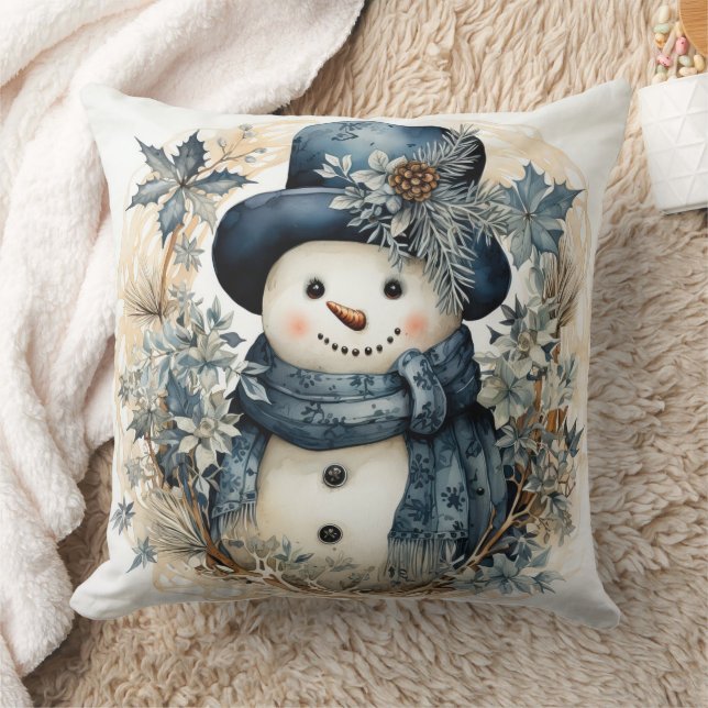 Snögubbe i Blue Kudde (Filt)