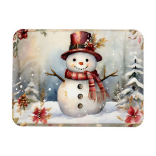 Snögubbe i en rödhatt jul magnet