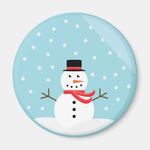Snögubbe i en skräddarsy snöjordklotmagnet - magnet