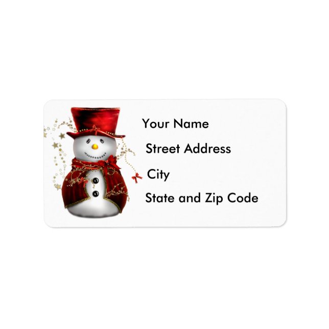 Snögubbe i en Top hat-adressetikett Adressetikett (Framsidan)