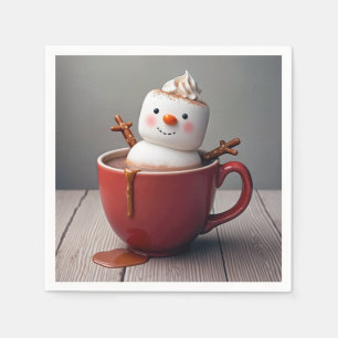 Snögubbe I Hett Chocolate Pappersservett