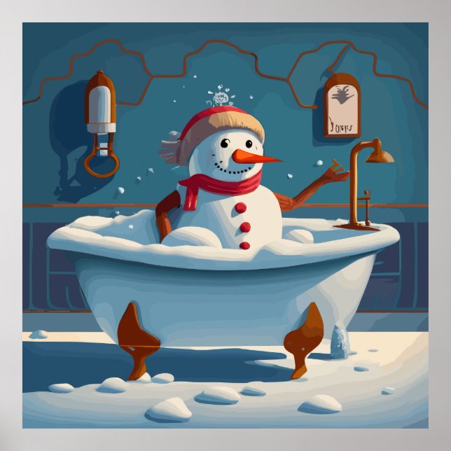 Snögubbe i Jacuzzi Poster (Framsidan)