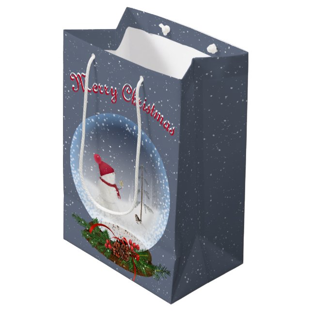 Snögubbe i julklappen Snö Globe Medium Gift Bag (Framsidan Vinklad)
