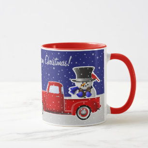 Snögubbe i Little Red Lastbil och Farm House Mugg