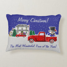 Snögubbe i Little Red Lastbil och Farm House