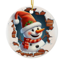 Snögubbe i Santa Hat - 3D