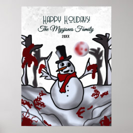 Snögubbe i Skogen i Creepy Helgdag Poster