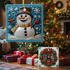 Snögubbe i Snö under Anpassadet jul Julgransprydnad Keramik