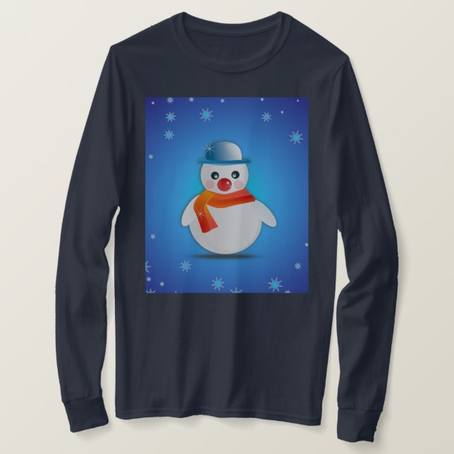 SNÖGUBBE I SNOWY BAKGRUND T-Shirt (Design framsida)
