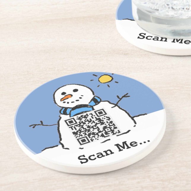 Snögubbe i Sunshine med QR-kod Underlägg (Skapare uppladdad)
