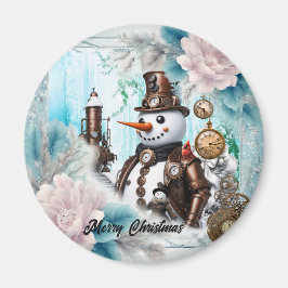 Snögubbe i tid! Steampunk Snögubbe Magnet
