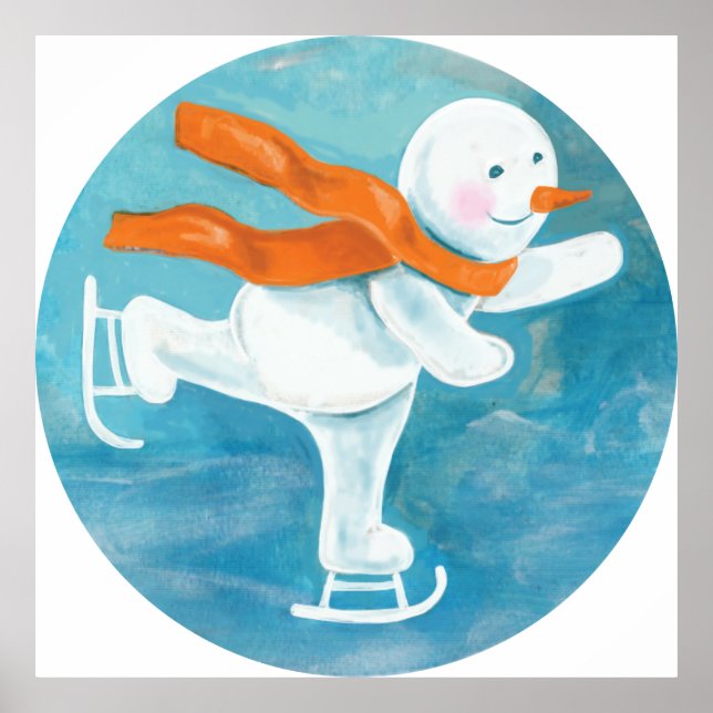 Snögubbe Ice Skater Poster (Framsidan)