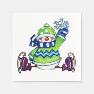 Snögubbe Ice Skating - Pappra blöjor Pappersservett