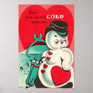 Snögubbe Ice Tongs Heart Umbrella Valentine Poster