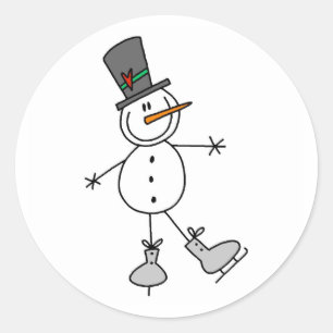 Snögubbe isskal runt klistermärke
