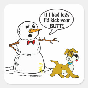 Snögubbe Joke Fyrkantigt Klistermärke
