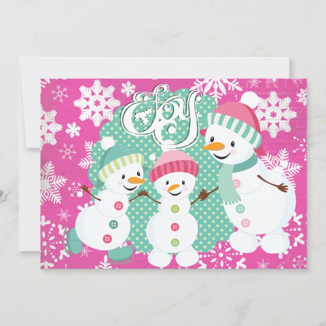 Snögubbe Joy Helgdag Julkort (Framsida)