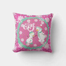 Snögubbe Joy jul Helgdag Pillow Kudde