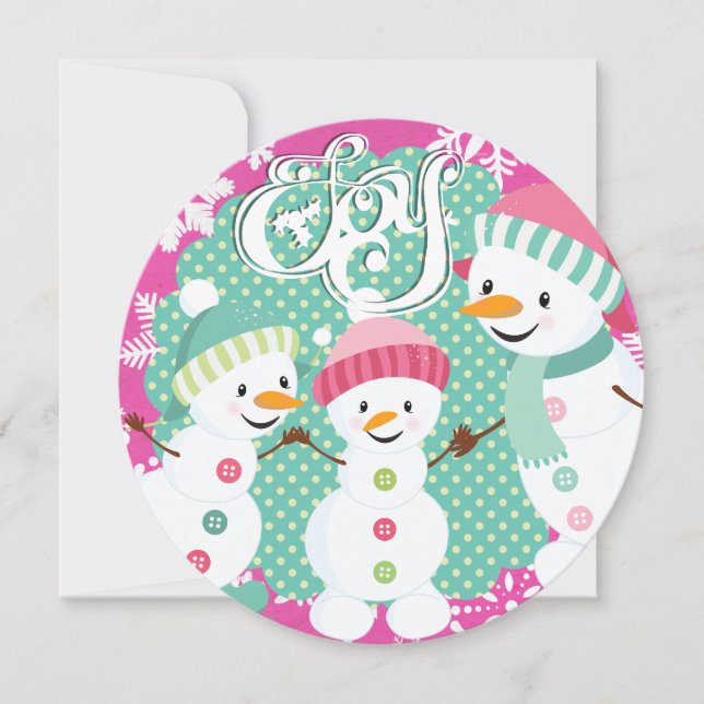 Snögubbe Joy Winter Helgdag Julkort (Framsida)