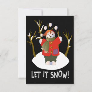 Snögubbe Juggling Snowball julkort Tack Kort