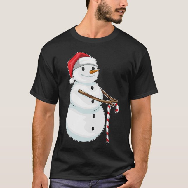 Snögubbe jul Candy cane T Shirt (Framsida)