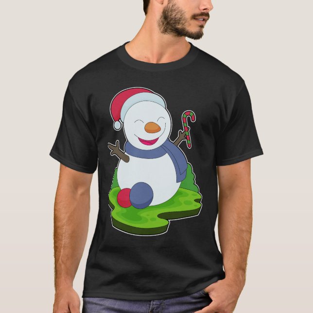 Snögubbe jul Candy cane T Shirt (Framsida)