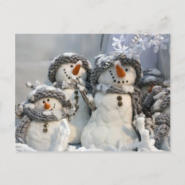 Snögubbe jul helg vykort (Framsida)