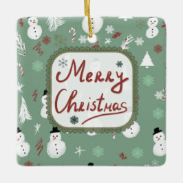 Snögubbe jul julgransprydnad keramik