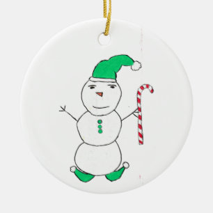 Snögubbe jul julgransprydnad keramik