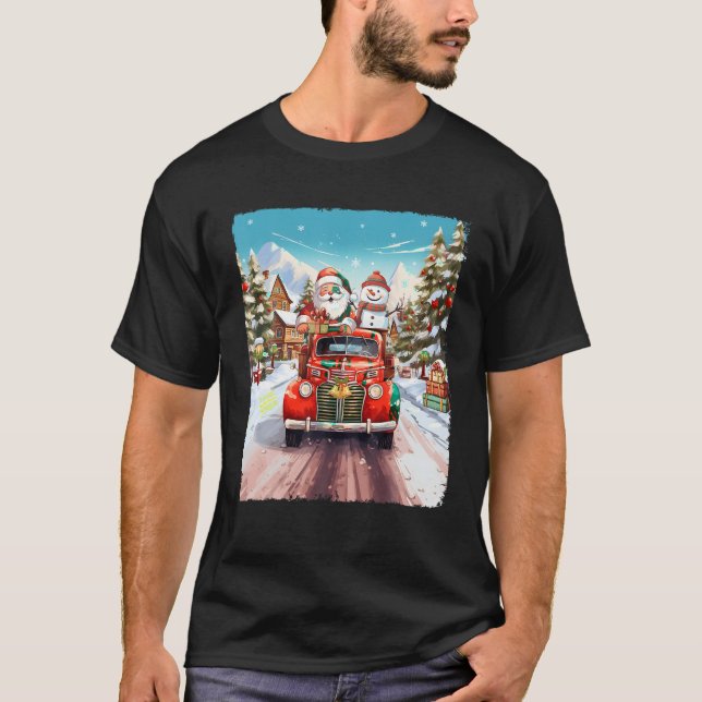 Snögubbe jul Jultomten Red Lastbil Julafton Vibes T Shirt (Framsida)