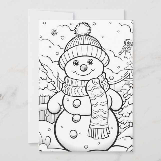 Snögubbe jul Kids Winter Homeschool Coloring Julkort (Framsida)