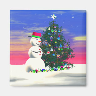 Snögubbe jul magnet
