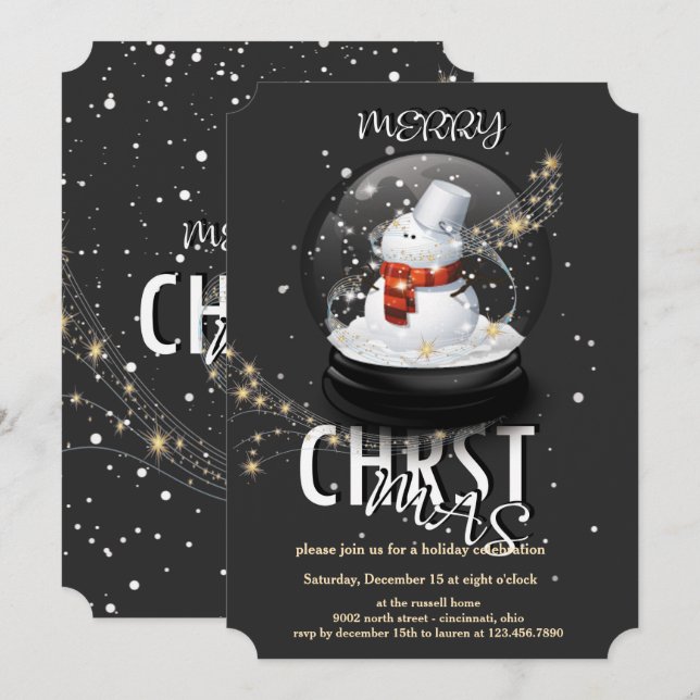 Snögubbe jul party inbjudningar (Fram/baksida)