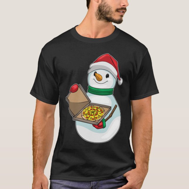 Snögubbe jul Pizza T Shirt (Framsida)