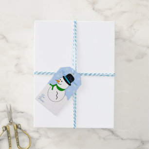 Snögubbe jul presentetikett