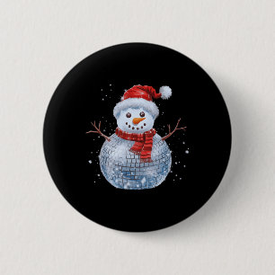 Snögubbe jul Retro Santa Hat Disco Boll Match Knapp