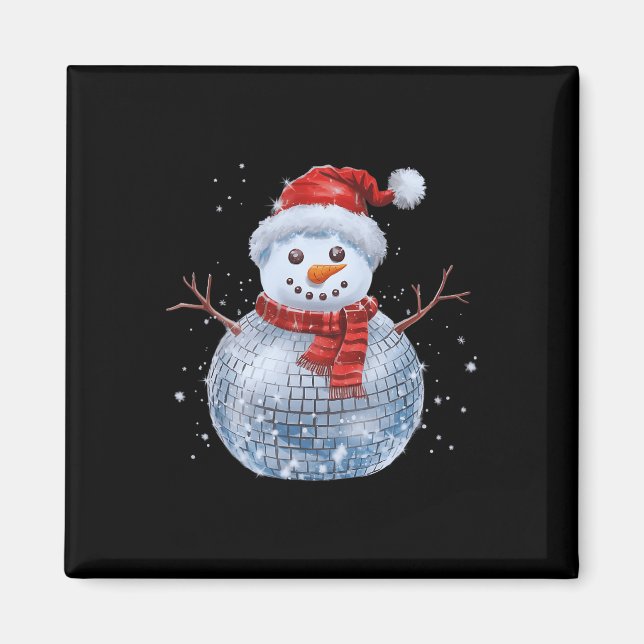 Snögubbe jul Retro Santa Hat Disco Boll Match Magnet (Framsidan)