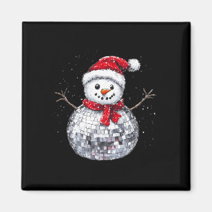 Snögubbe jul Retro Santa Hat Disco Boll Match Magnet