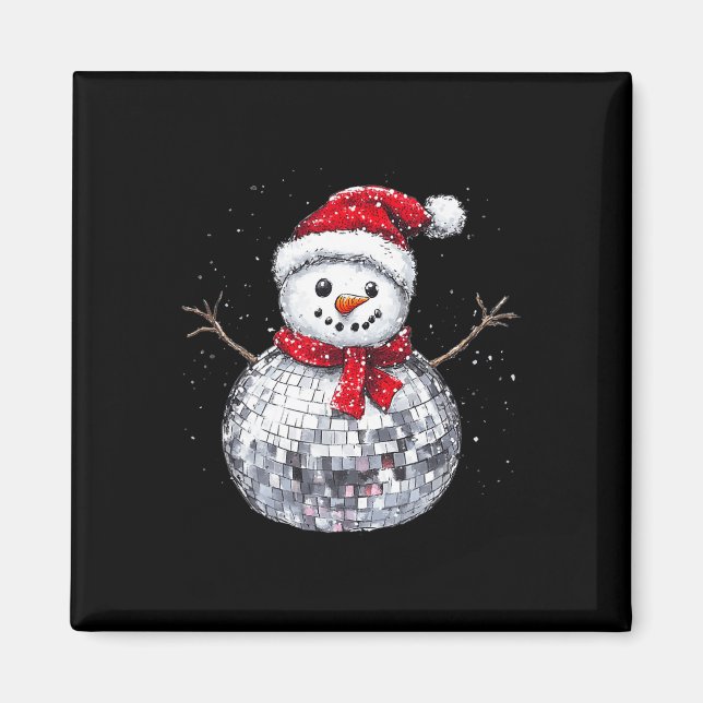 Snögubbe jul Retro Santa Hat Disco Boll Match Magnet (Framsidan)
