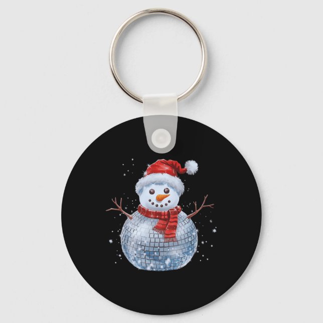 Snögubbe jul Retro Santa Hat Disco Boll Match Nyckelring (Framsida)